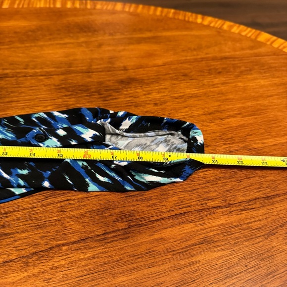 Easywear by Chico’s Open Front Cardigan Top Tab Sleeves Sz 3 XL Blue Black Green - Picture 7 of 11